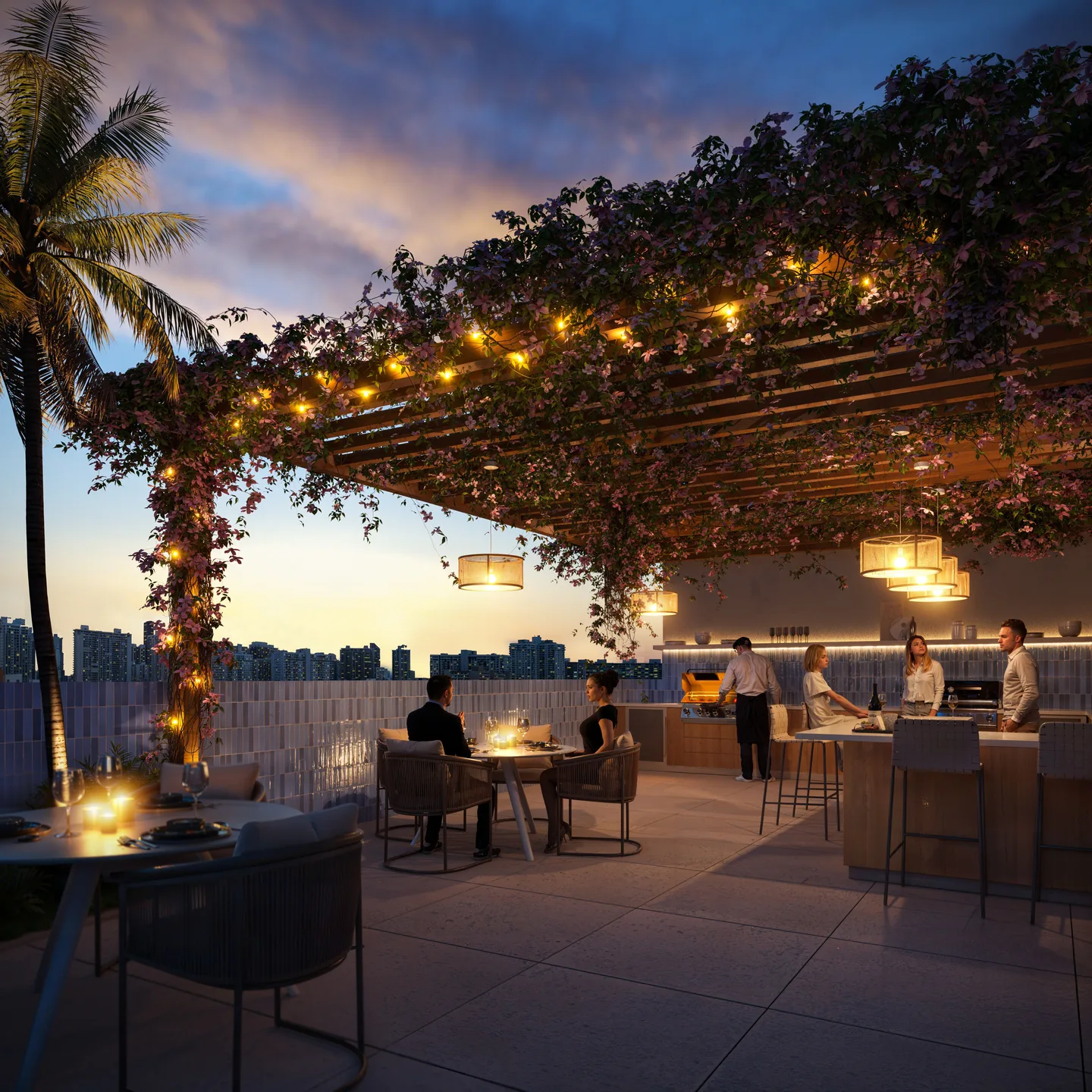 Eden Residences outdoor gourmet lounge and dining terrace
