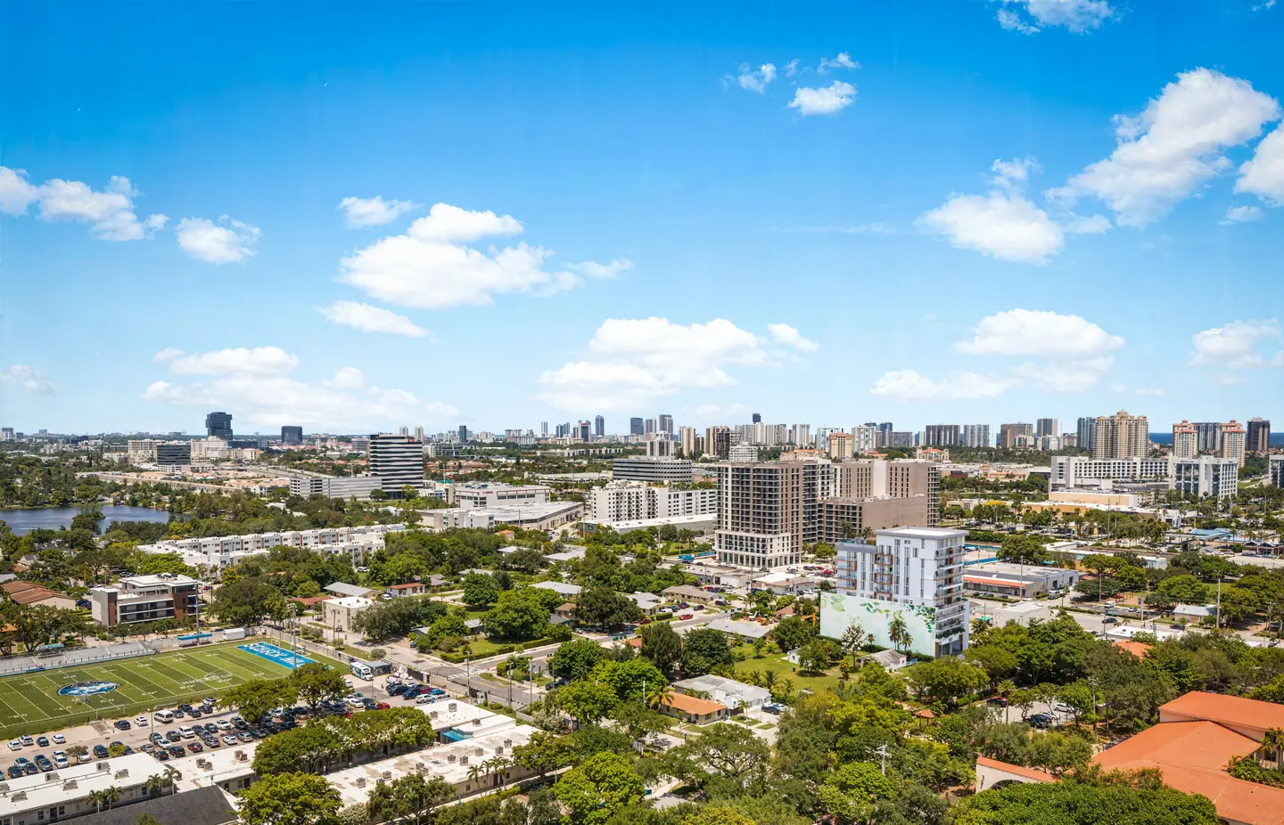 Aerial view of Eden Residences and Ojus, Miami